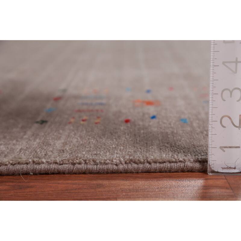 Light Brown Tribal Gabbeh Indian Area Rug Handmade Wool Carpet - 7'11" x 11'7"