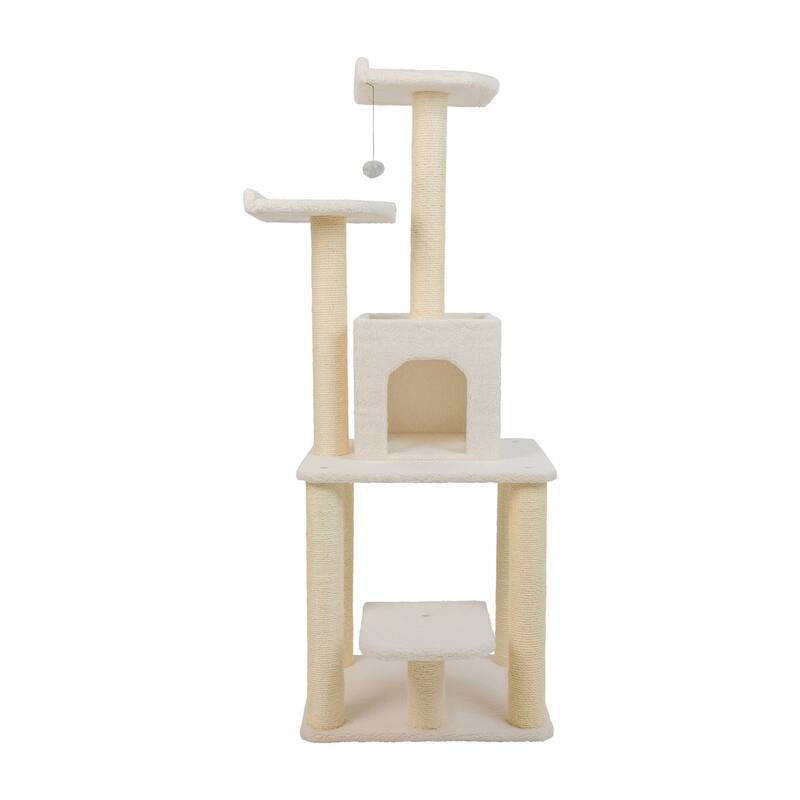 Classic Real Wood Cat Tree, Jackson Galaxy Approved, Five Levels - Ivory