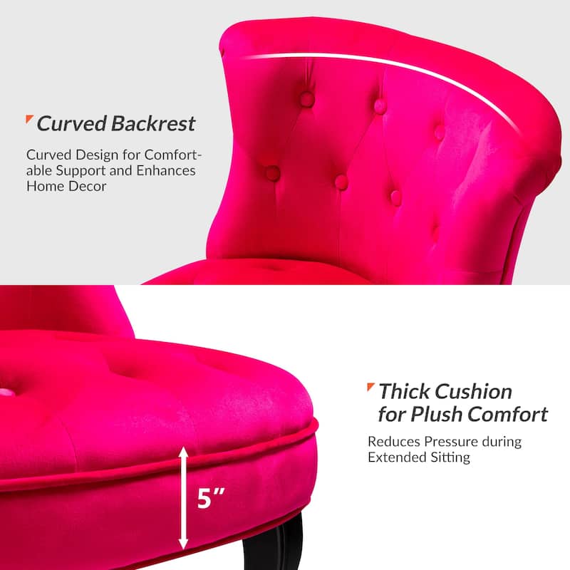 Paolino 25.1" Wide Traditional Velvet Button-tufted Back Stools with Wood Legs by HULALA HOME