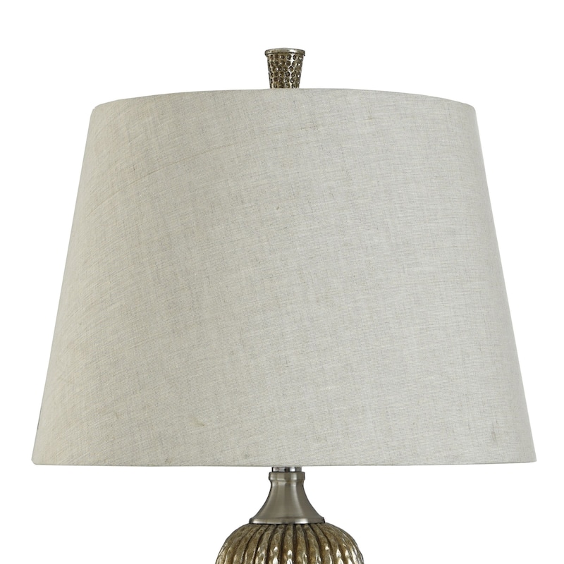 Gold Gala Table Lamp - Metallic Gold and Brushed Nickel Resin Body - Natural Shade