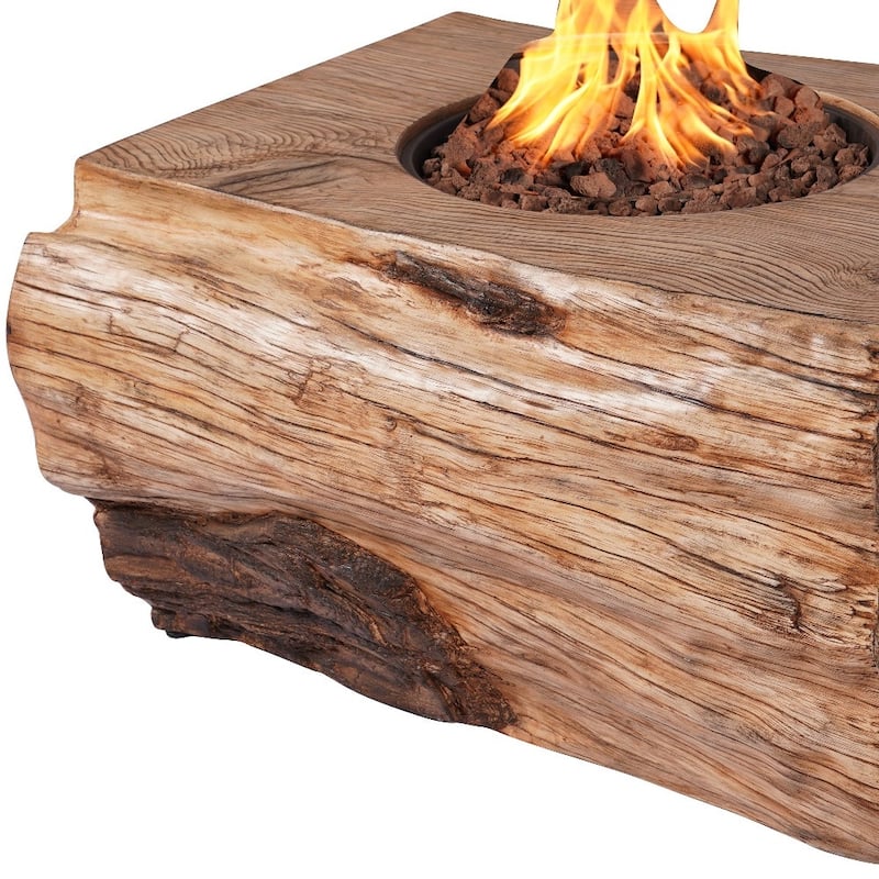 50000 BTU 40" Brown Aluminum Natural Gas Rectangular Fire Pit With Cover
