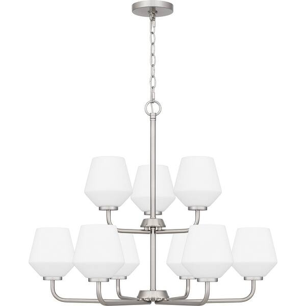 slide 2 of 6, Nielson Nine Light Chandelier Brushed Nickel