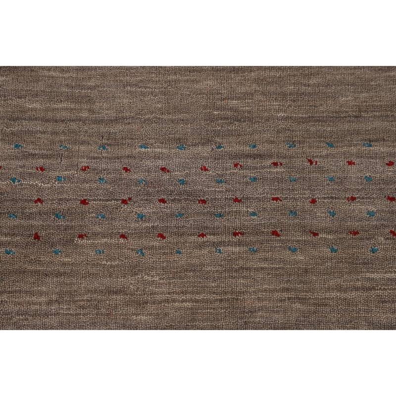 Brown Gabbeh Area Rug Handmade Oriental Wool Carpet - 6'8"x 9'9"