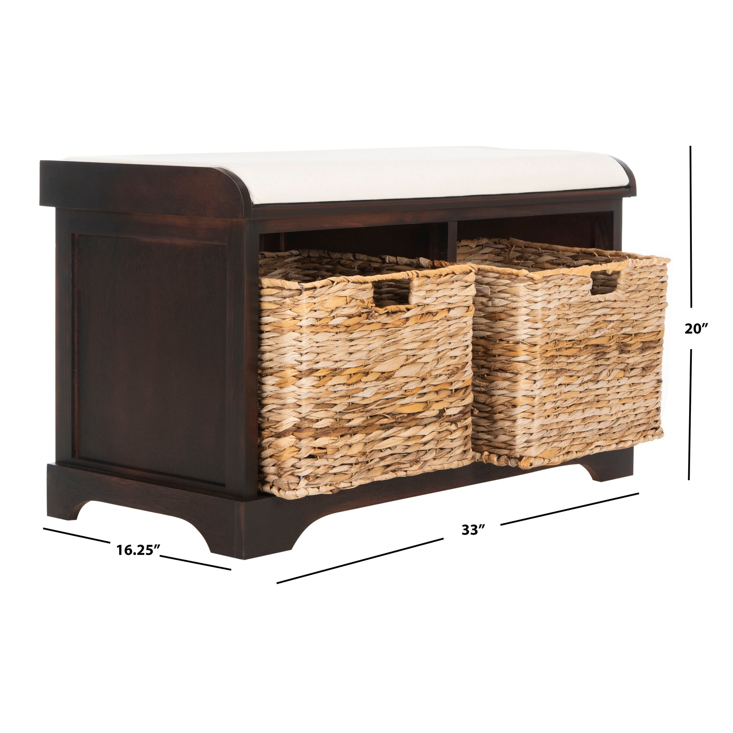 Shop Safavieh Freddy Brown Woven Storage Basket Bench 33 5 X