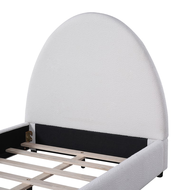 Christopher Knight Home - Luis Boucle Upholstered Bed Frame with Half-Round Headboard