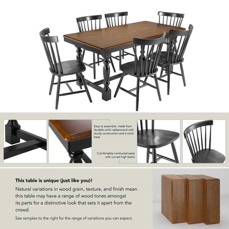 Bush Furniture Sterling 67W Dining Table with 6 Spindle Dining Chairs