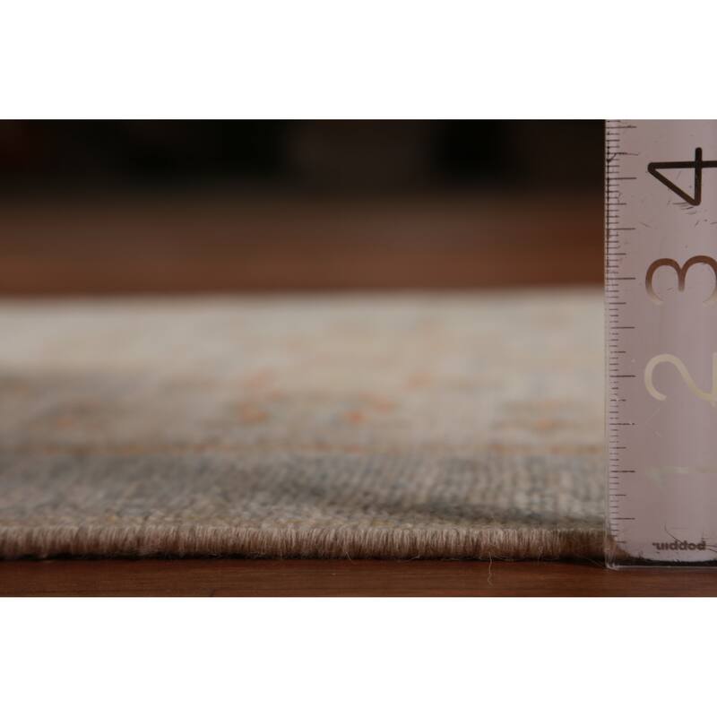 Hand Knotted Oriental 100% Wool Carpet Transitional Geometric Beige & Ivories Oushak Runner Rug - 8' 2'' X 2' 8''