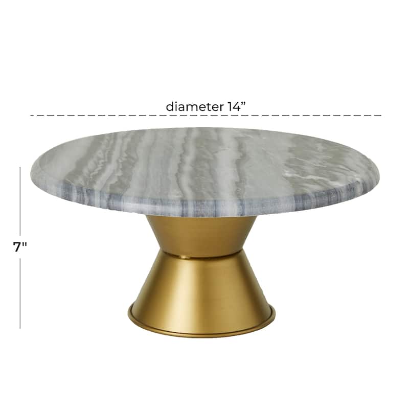 CosmoLiving by Cosmopolitan White or Gray Ceramic Cake Stand with Gold Base