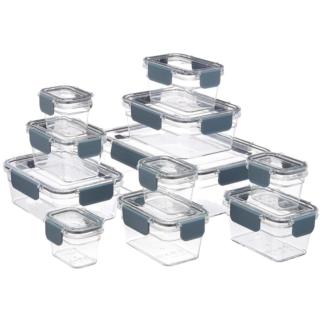 Tritan 22 Piece Locking Food Storage Container Set of 11 Containers with Lids, Clear