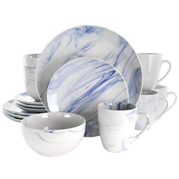 16 Piece Stoneware Dinnerware Set in Blue and White Bed Bath