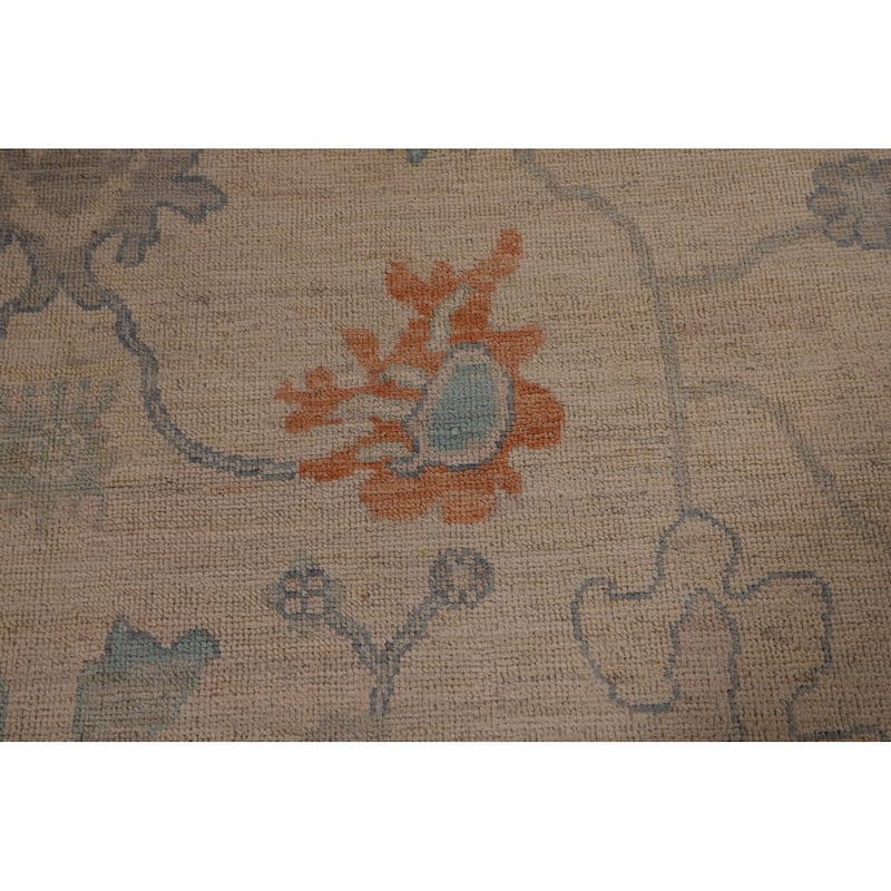 Vegetable Dye Oushak Area Rug Hand-Knotted Floral Wool Carpet - 8'1" x 10'0"