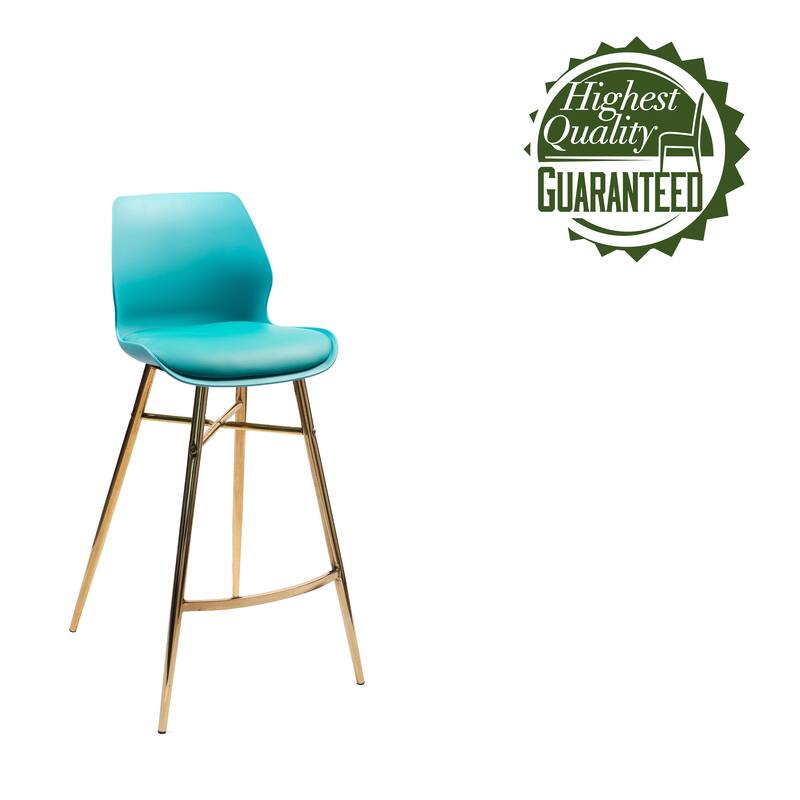 Porthos Home Calix Bar Stools Set of 2, PU Leather, Gold Chrome Legs