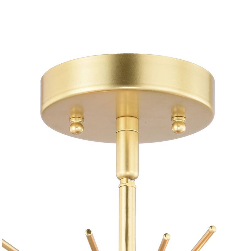 Modern Ceiling Light Flush Mount - Mid Century Style Gold Finish - 16 Inch Wide Semi Flush Mount Light - 15.5