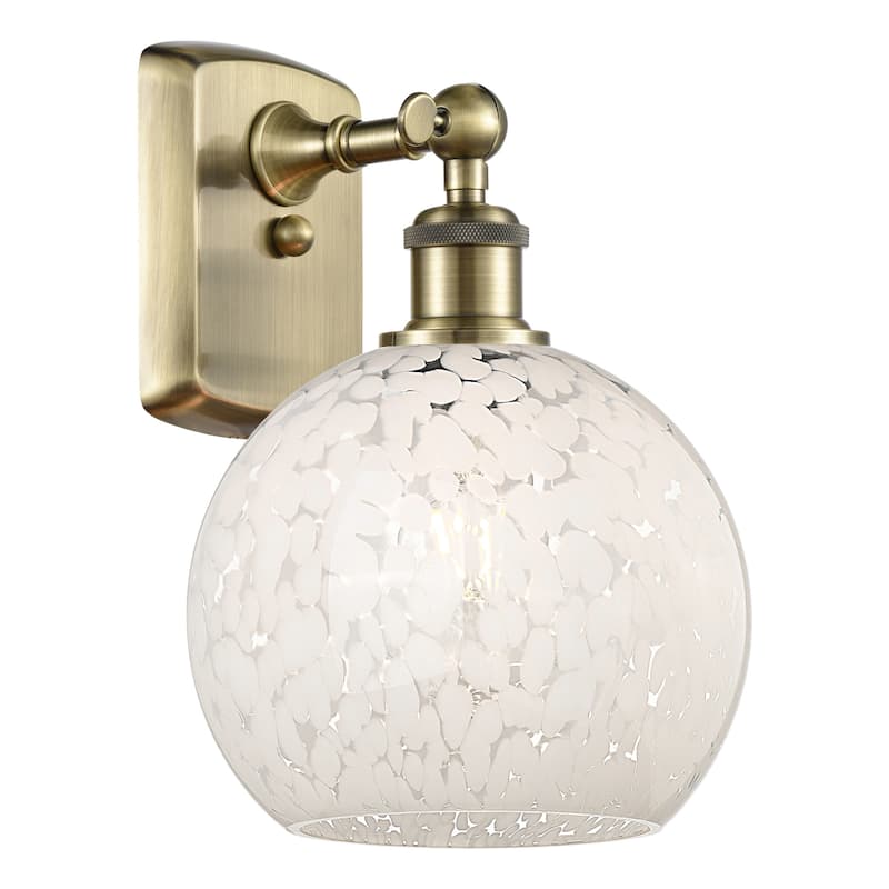 Innovations Lighting 516-1W-11-8 White Mouchette Sconce White - Antique Brass / White Mouchette