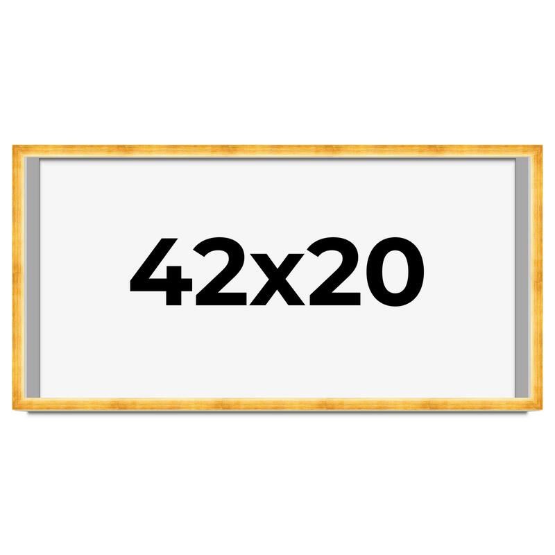 42x20 Shadow Box Frame Gold | 1.625 Inches Deep Real Wood Traditional