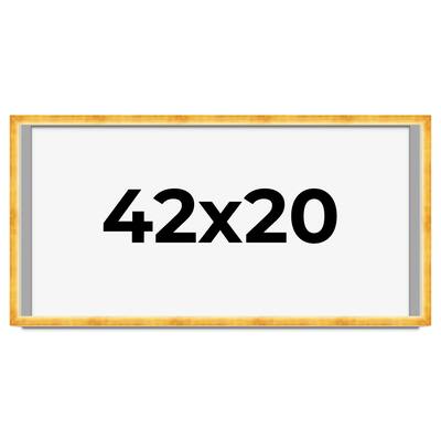 42x20 Shadow Box Frame Gold | 1.625 Inches Deep Real Wood Traditional