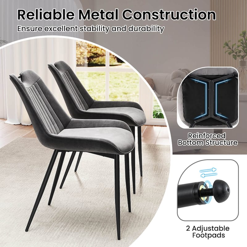 Costway Dining Chair Set of 4 Faux Leather Upholstered Kitchen Chairs - See Details