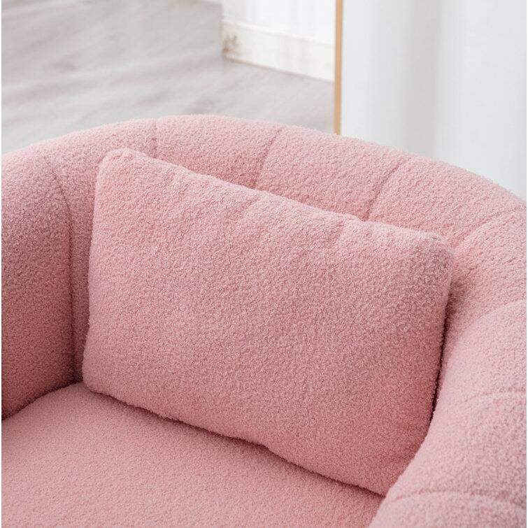 Ebello Oversize Velvet Swivel 360° Rotation Barrel Comfy Round Armchair With Pillow For Living Room Bedroom