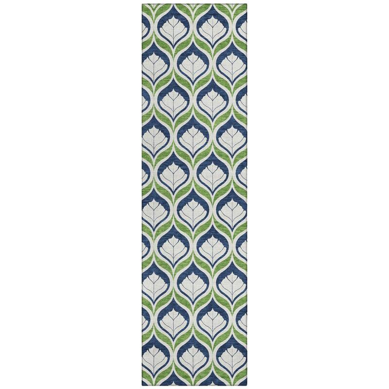 Machine Washable Indoor/ Outdoor Modern Trellis Chantille Rug