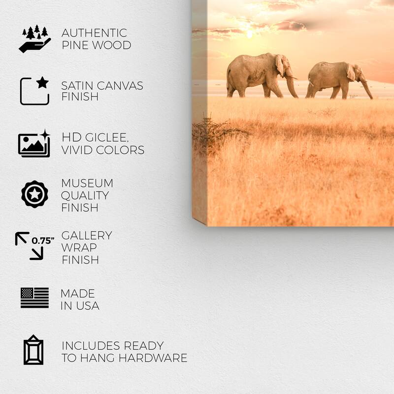 Wynwood Studio Canvas Animals Long Way Together Brown and Light Blue Modern & Contemporary Wall Art Canvas Print