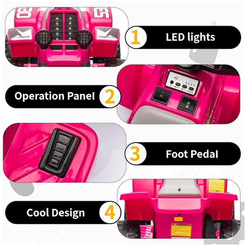 6V Kids Ride On Electric ATV with LED Headlights