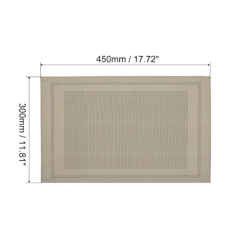 Place Mats, 450x300mm Table Mats Set of 2 PVC Washable Woven Placemat - Khaki
