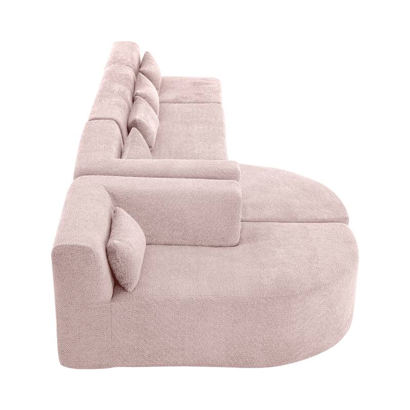 Upholstered Sofa Free-Combined Sofa Couch With Two Chaise Lounge And Five Back Pillows
