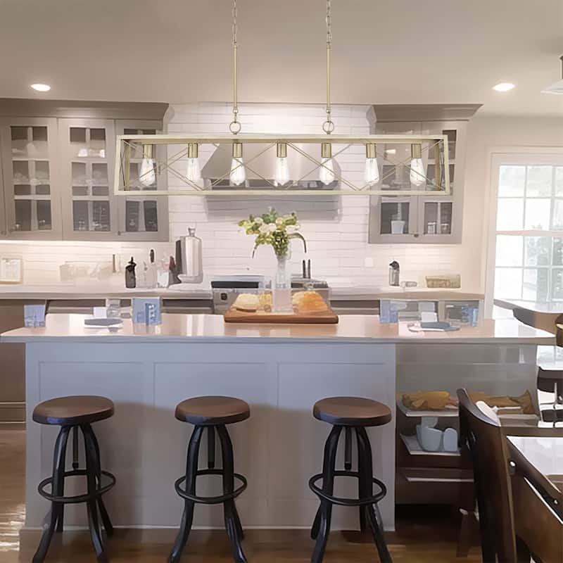 7-Light 48In Linear Modern Farmhouse Kitchen Chandelier - 48''