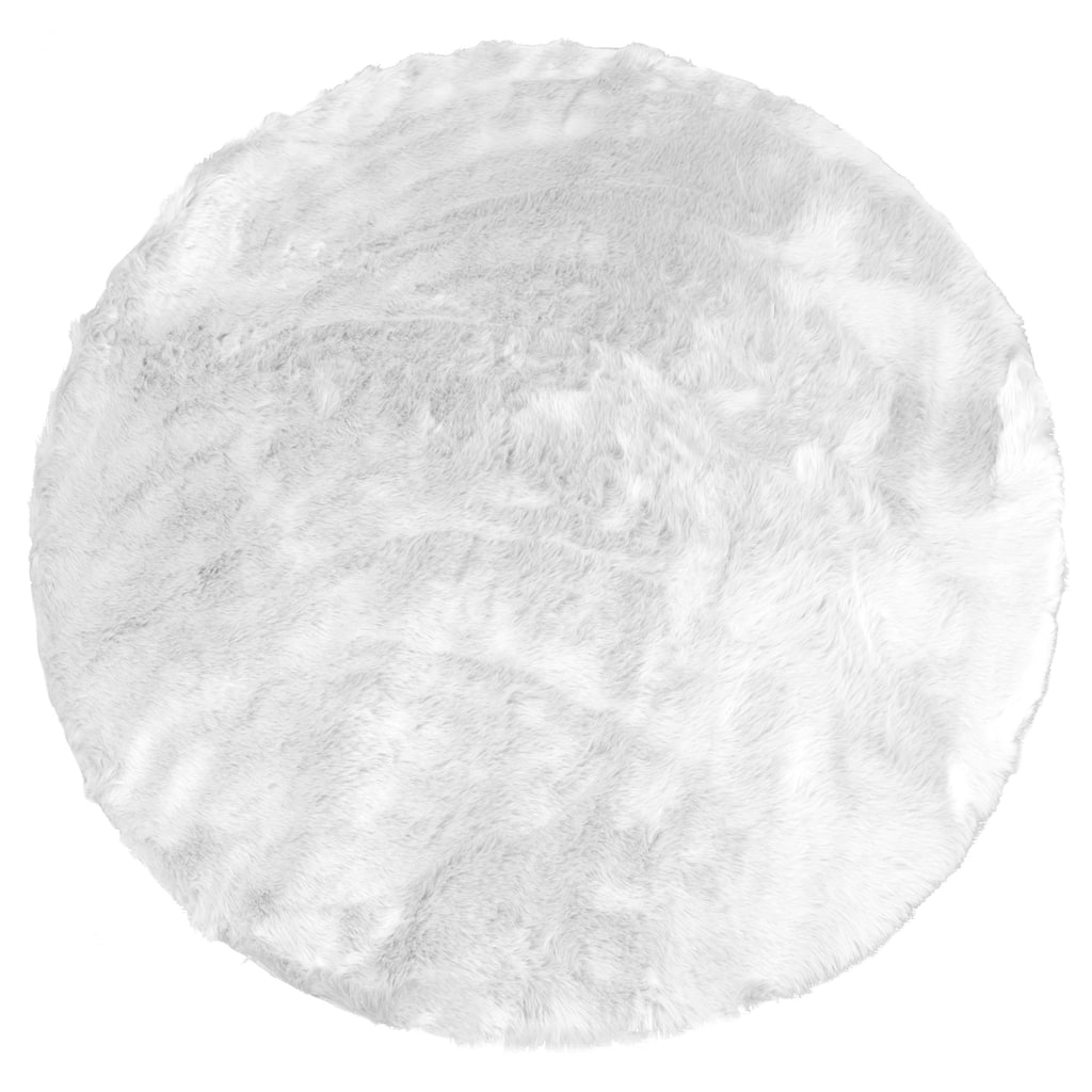 Aurora White Round imitative Fur Area Rug 4 Foot Wide - 4' Round - 4' Round