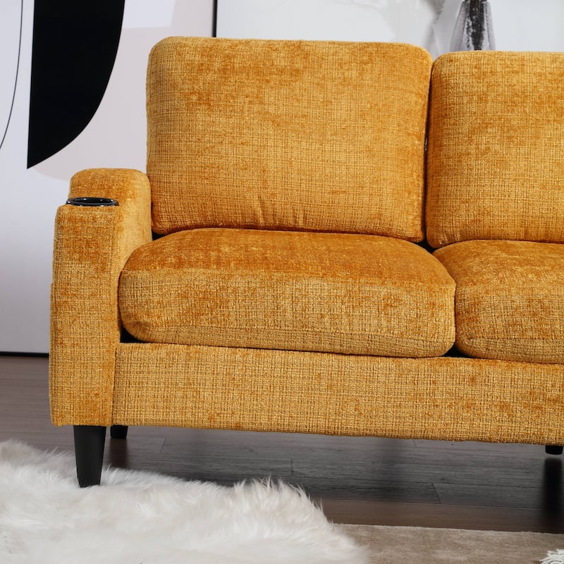 100'' Polyester L Shaped Right-Hand Facing Sectional Sofa with Storage Ottoman and Solid Wood Legs 