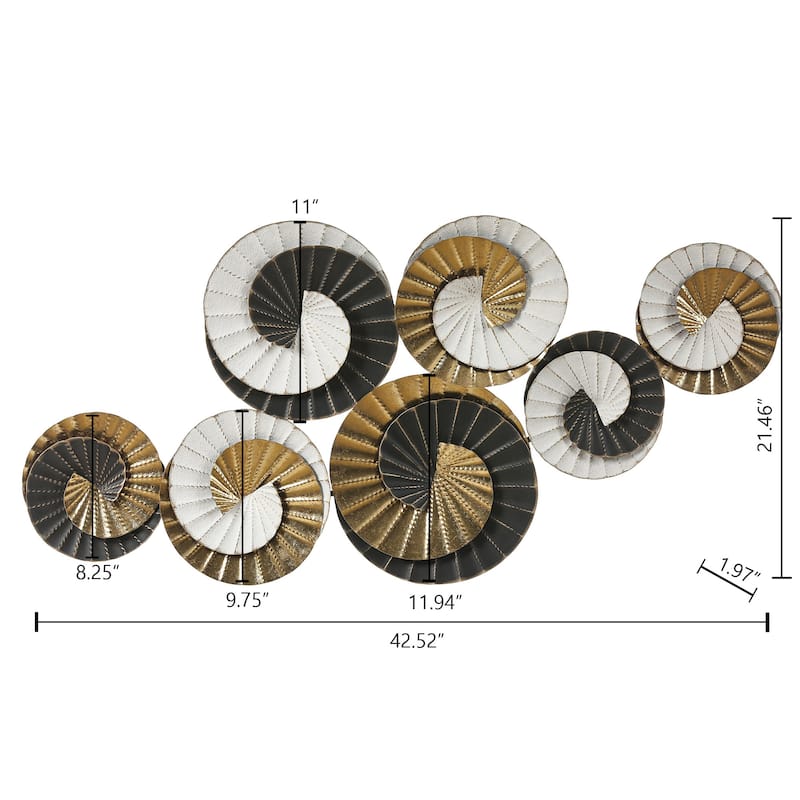 Distressed Black, Gold, and White Swirl Abstract Metal Wall Decor