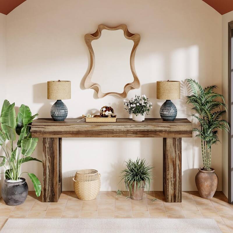 63" Wooden Console Table, Rectangular Sofa Table for Behind Couch, Entryway, HallwayLiving Room