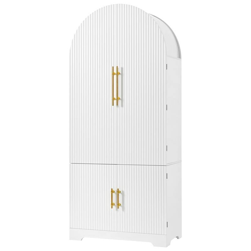 Arched 72" Tall Kitchen Pantry Cabinet with 8 Door Shelves and 3 Adjustable Shelves for Kitchen Storage Solutions