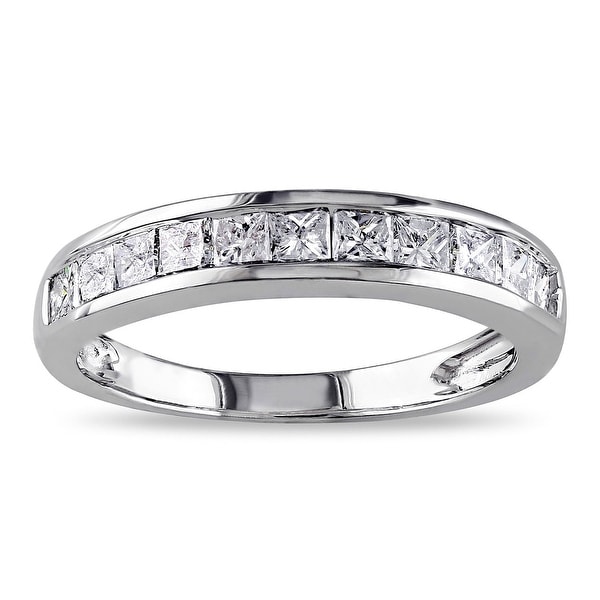 Miadora 14k White Gold 3/4ct TDW Channel-set Princess-cut Diamond Anniversary Band (G-H, I2-I3). Opens flyout.