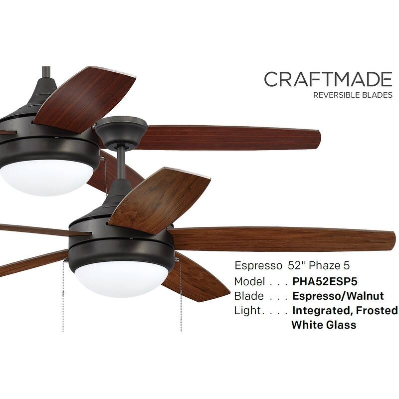 Craftmade Phaze 5 52" 5 Blade LED Ceiling Fan