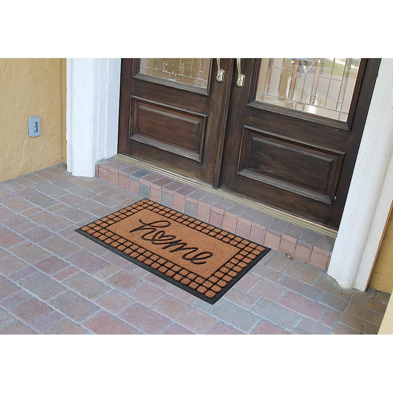 A1HC Home Design Rubber & Coir Outdoor Doormat 23.5"X38.5" Black/Beige