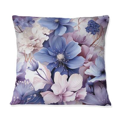 Designart "Wonderland White And Purple Flowers II" Floral Printed Throw Pillow
