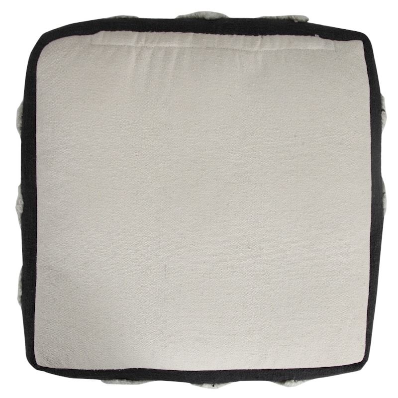 HomeRoots 18" Black 100% Cotton Ottoman