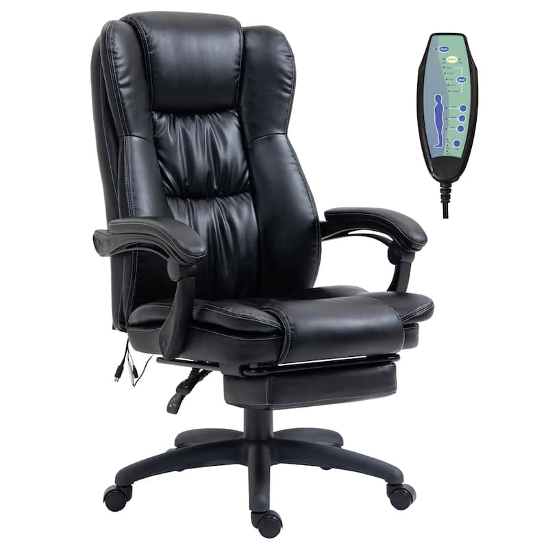 Vinsetto High Back Massage Office Chair, Ergonomic Executive Chair, PU Leather Swivel Chair with 6-Point Vibration Massage