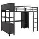 preview thumbnail 8 of 12, Black Full Size Metal Loft Bed with Wardrobe, Desk, and Storage Shelves