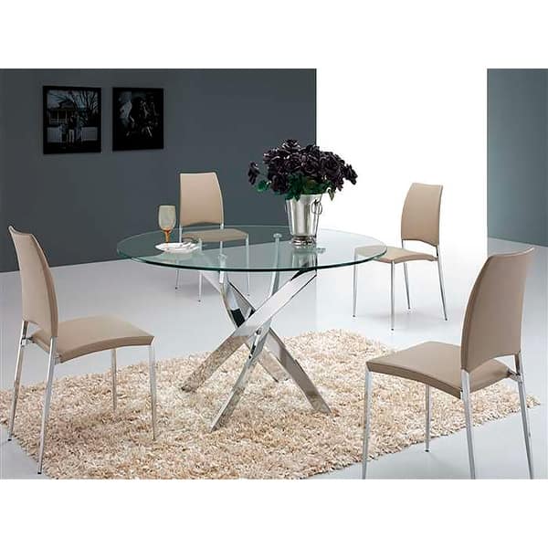 Shop Galaxy Collection Metal Glass Round Dining Table Overstock 10341792
