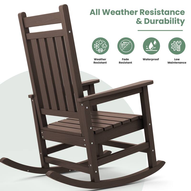 Modern High-Back Rocking Adirondack Chair All Weather