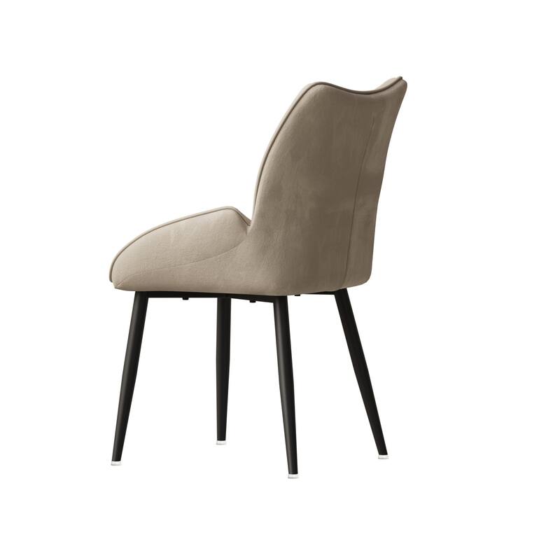 Luxurious Side Chair Meeting Room Chair, Beige Reception Chair Vanity Chair Dressing Chair with Metal Frame