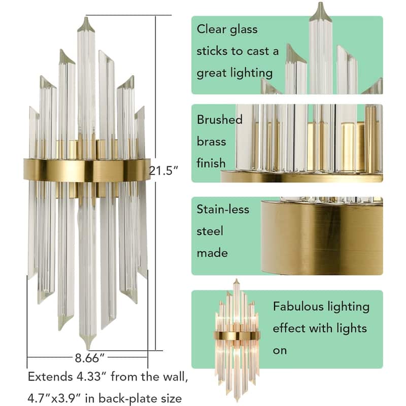 Ferentino Modern Glass Rod Wall Sconces Set of 2