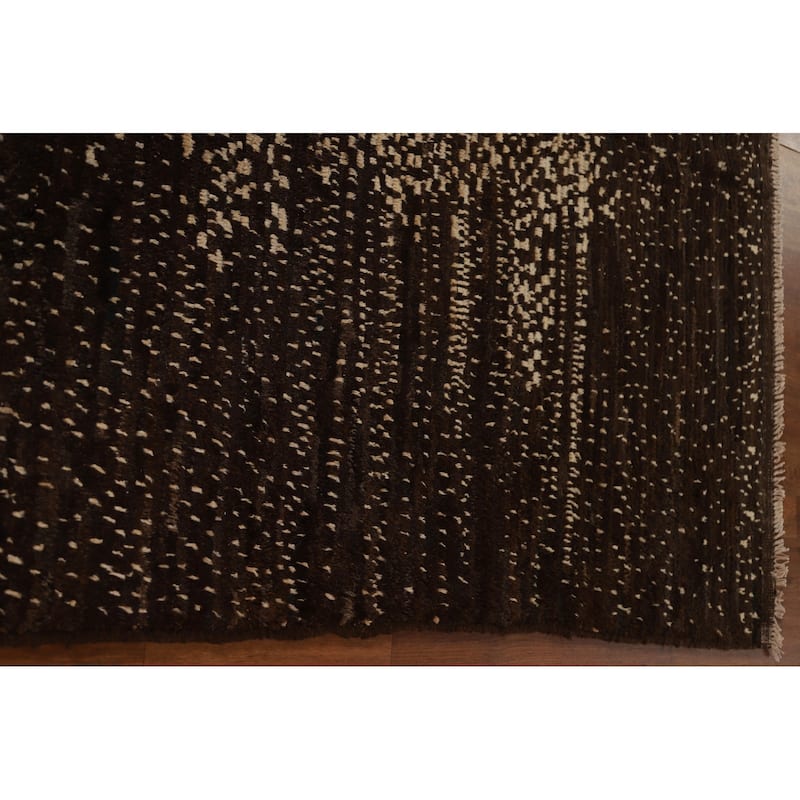 Hand Knotted Oriental 100% Wool Carpet Tribal Tribal Brown Moroccan Area Rug - 7' 11'' X 5' 8''