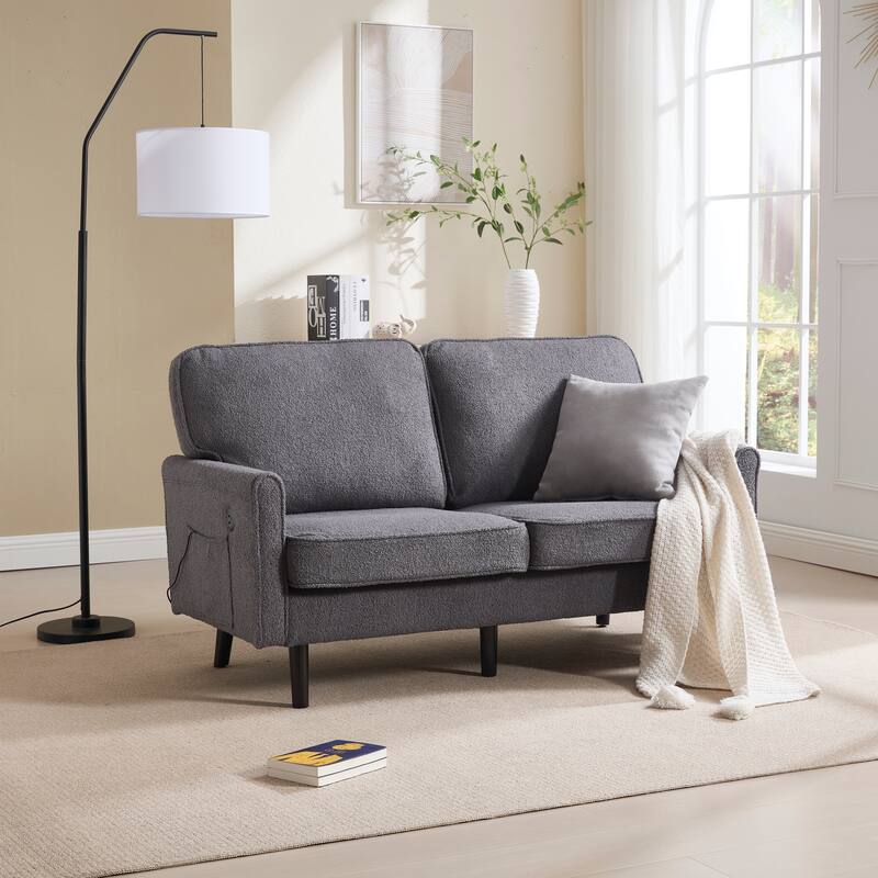 Multifunctional 2-Seater Loveseat Couch with USB & Charging Ports, Sofa Couch Lounge Sofa with Armrests