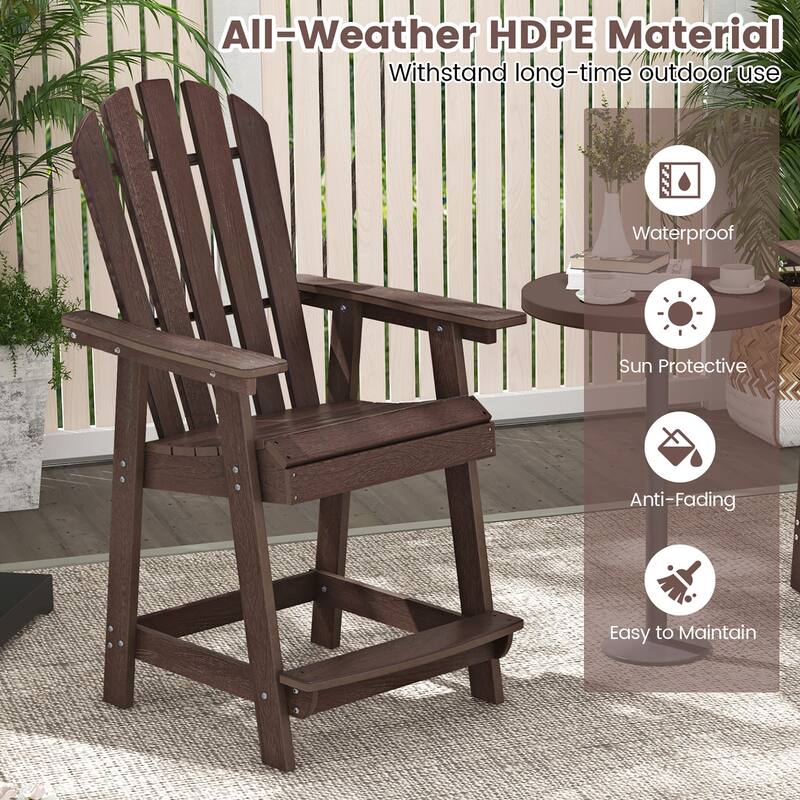 Gymax 4PCS Bar Stool HDPE Chair w/ Armrest Footrest Home Indoor