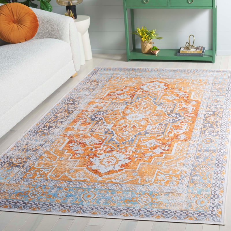 SAFAVIEH Arizona Heepke Vintage Machine Washable Rug - 3' x 5' - Rust/Grey