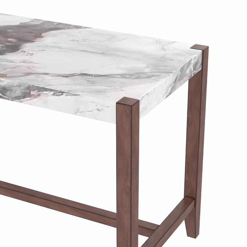 Space-Saving Dining Set - Marble Table & 4 Chairs