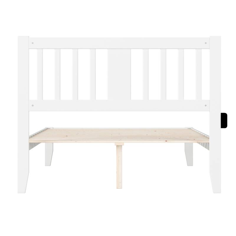 Full Bed with USB Charger & Drawers - Grey Mission Style Solid Wood Platform Bed